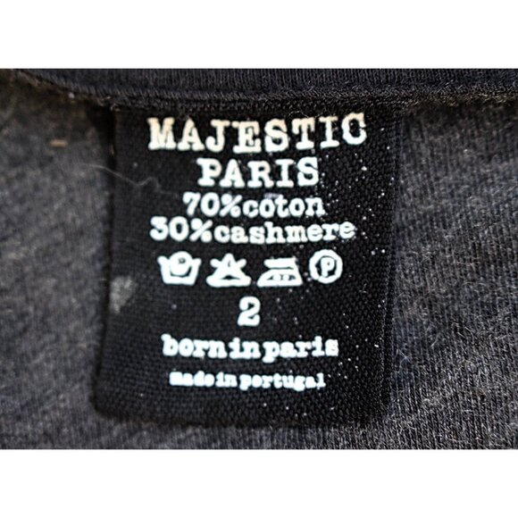 Majestic Filatures Paris - Cotton Cashmere Reversible Cardigan, Black Grey Med - Picture 4 of 6